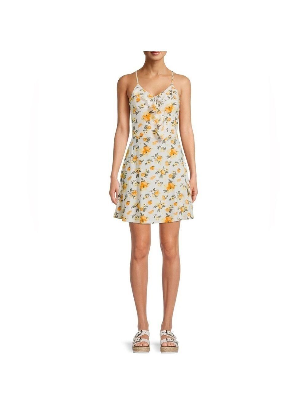 No Boundaries Juniors Surplice Ruffle Dress